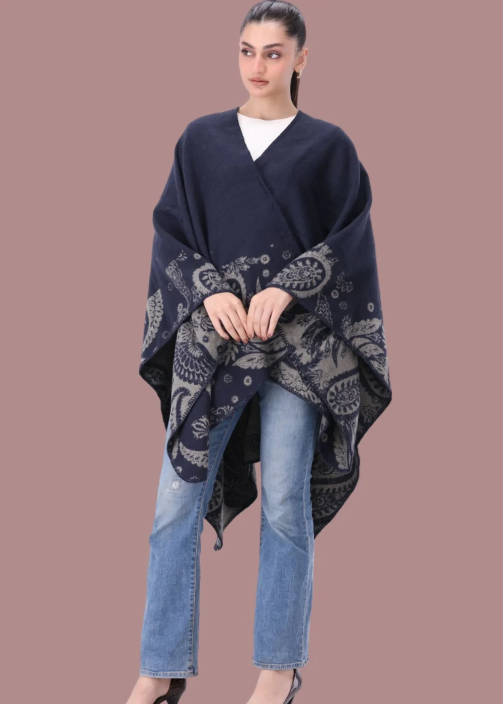 Midnight blue wool shawl